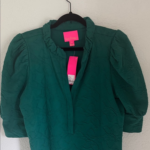 LILLY PULITZER Elsey Floral Jacquard Puff Sleeve Dress. Size XL - Picture 9 of 12